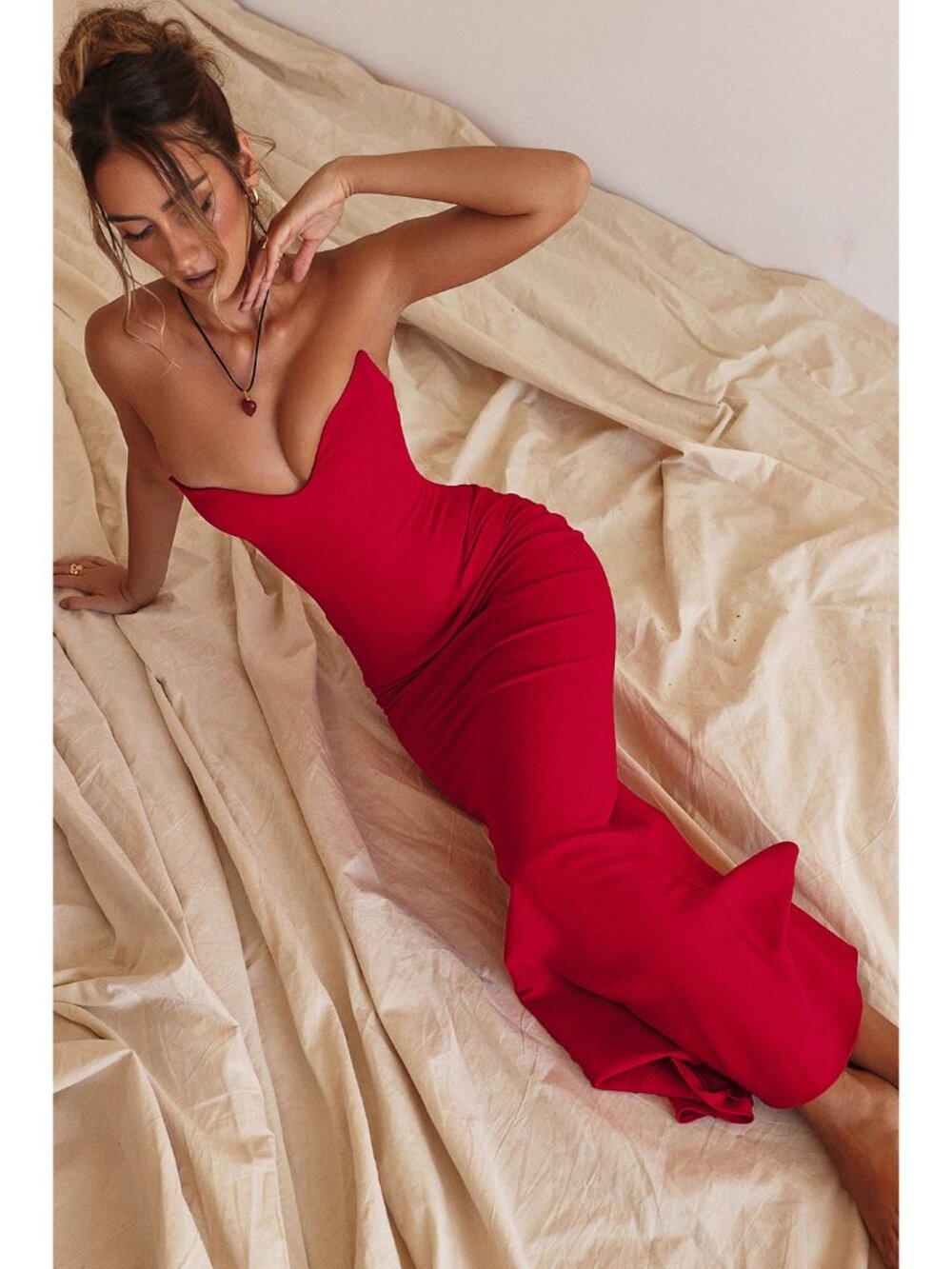 House of CB Cherry Red Strapless 'Tamara' Corset Dress